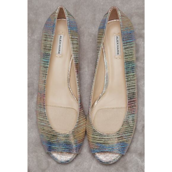 Alex Marie Rainbow Gold Metallic Peep Toe Wedges Womens Size 8 NEW - Picture 8 of 16